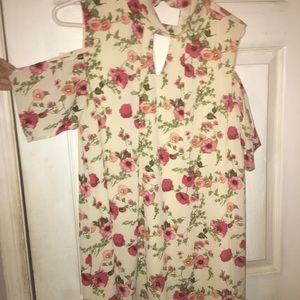 Short floral cold shoulder dress